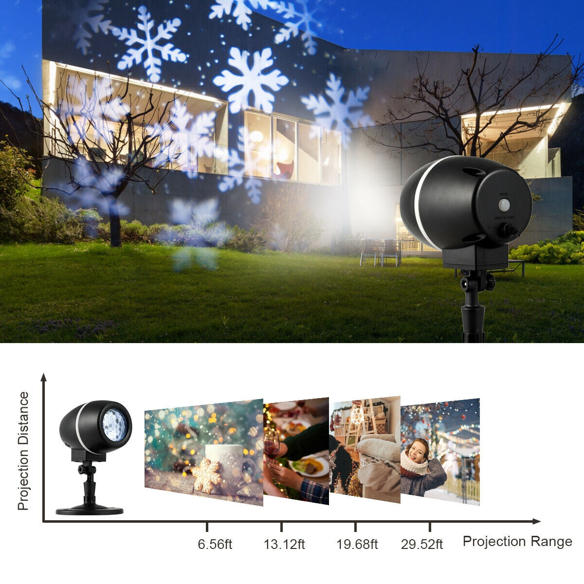 Outdoor Waterproof Christmas Snowflake LED Gobo Projector Light by DirectDeals with remote on Tampa Home & Garden Store