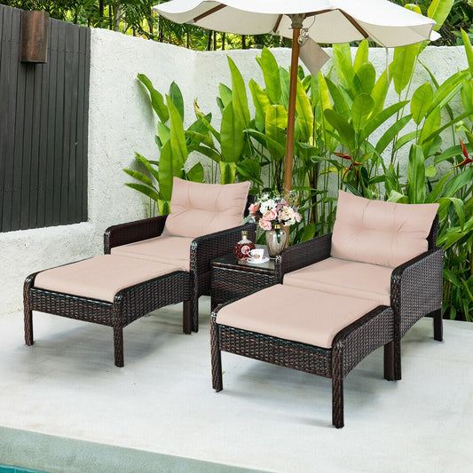5 Pcs Patio Rattan Wicker Sofa Furniture Set - Tampa Home & Garden Store