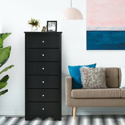 Cómoda de 6 cajones, mueble de almacenamiento de ropa para dormitorio - Negro