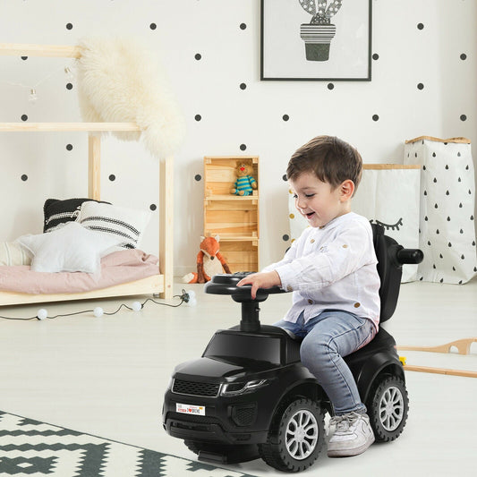 3 In 1 Ride on Push Car Toddler Stroller Sliding Car with Music-Blue - Tampa Home & Garden Store