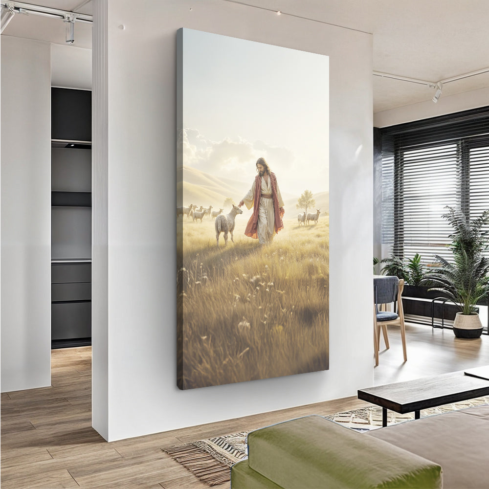 Canvas print 99 Faith Wall Art VI by Tailored Canvases, golden pastoral with robed figure on Tampa Home & Garden Store