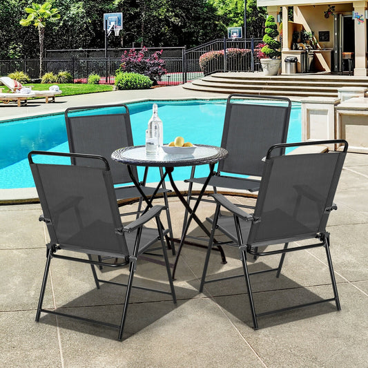4 Pieces Portable Outdoor Folding Chair with Armrest - Tampa Home & Garden Store