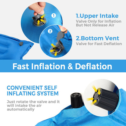 Esterilla Auto-inflable de Camping para Exterior con Almohadas y Bolsa