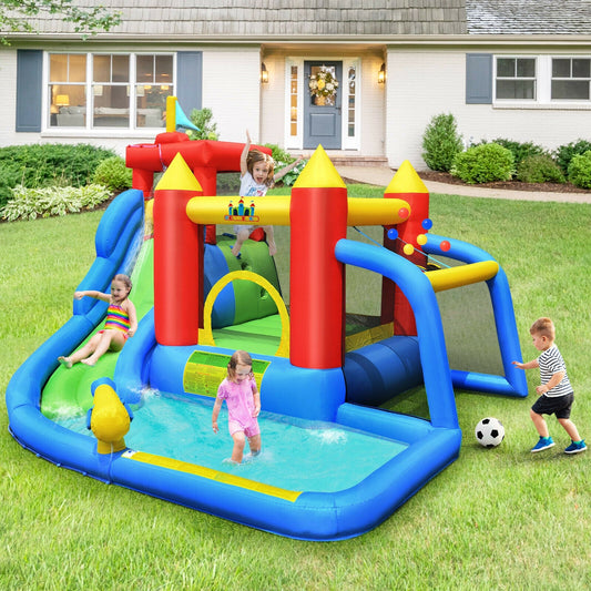 Inflatable Bouncer Bounce House with Water Slide Splash Pool without Blower - Tampa Home & Garden Store