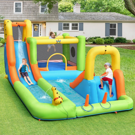 8 in 1 Inflatable Water Slide Park Bounce House Without Blower - Tampa Home & Garden Store