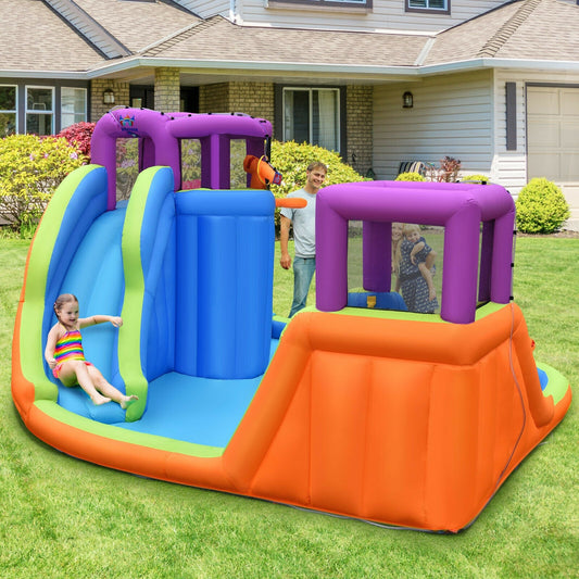 6-in-1 Inflatable Dual Water Slide Bounce House Without Blower - Tampa Home & Garden Store