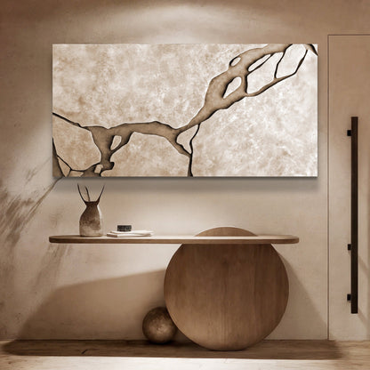 Muddy Abstract Wall Art canvas with earthy beige textures and dark branchlines Tailored Canvases Crafting Canvas on Tampa Home & Garden Store