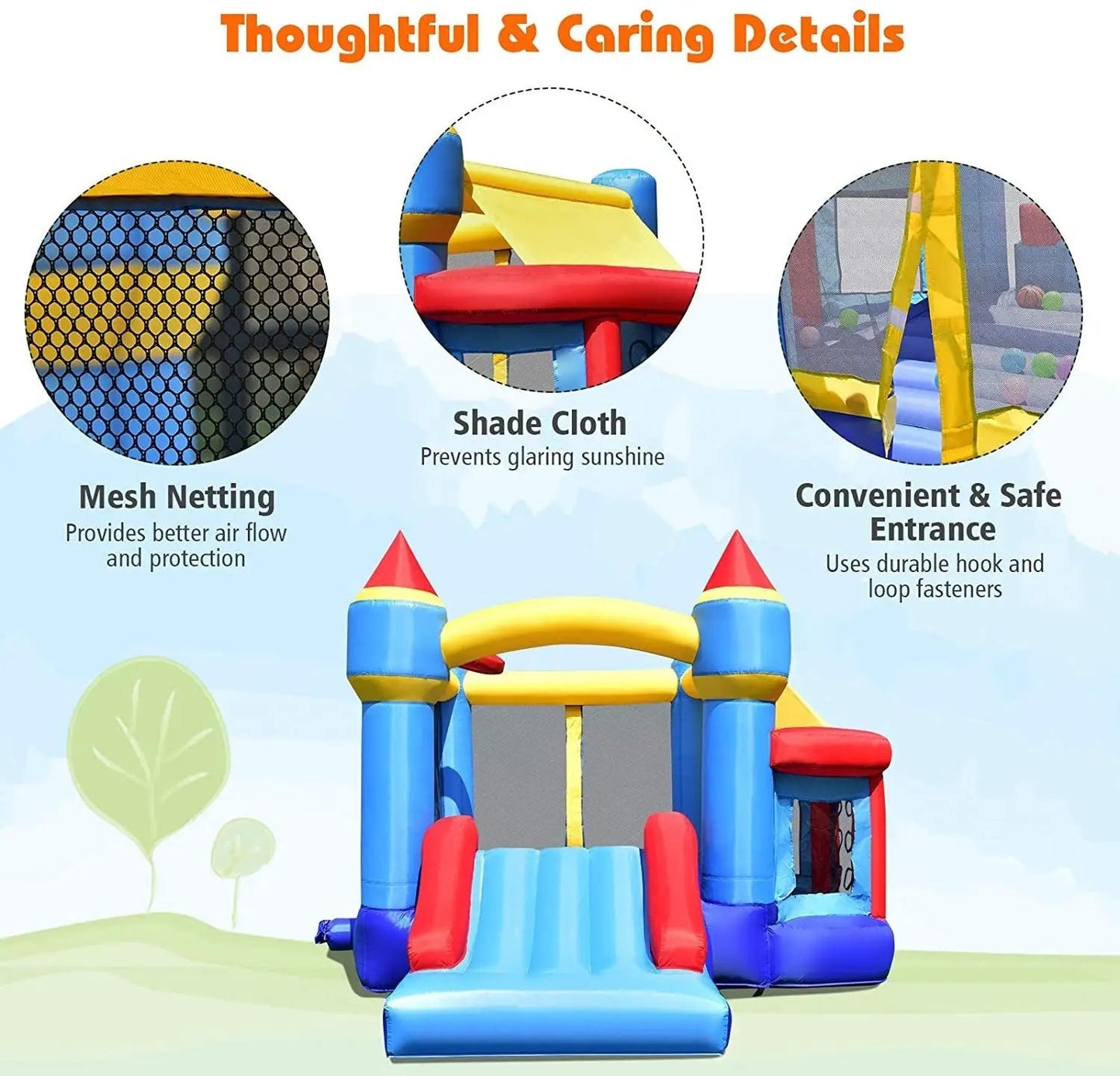 Castle Slide Inflatable Bounce House and Ball Pit