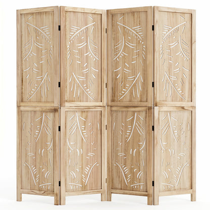 4-panel wooden room divider palm leaf cutout design, natural wood, 67in tall DirectDeals on Tampa Home & Garden Store