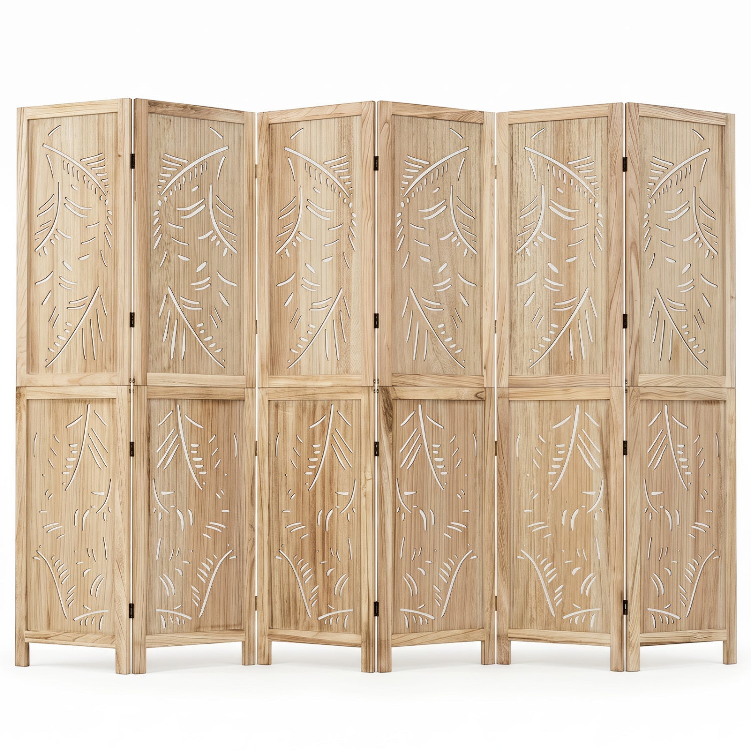 Room divider 6-panel palm leaf design in natural wood finish, 67-in tall, DirectDeals on Tampa Home & Garden Store