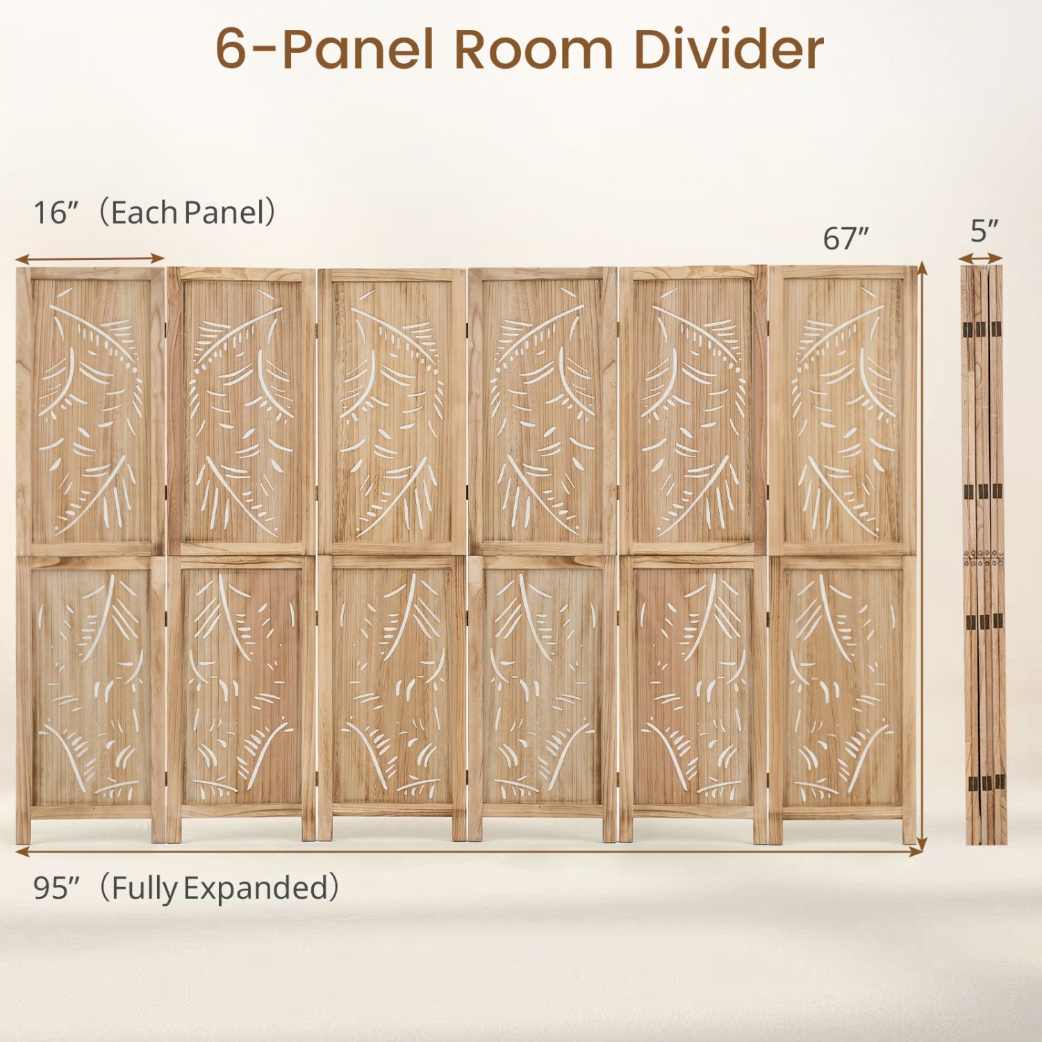6-Panel Room Divider Palm Leaf Design DirectDeals wood panels with palm cutouts 67" tall on Tampa Home & Garden Store