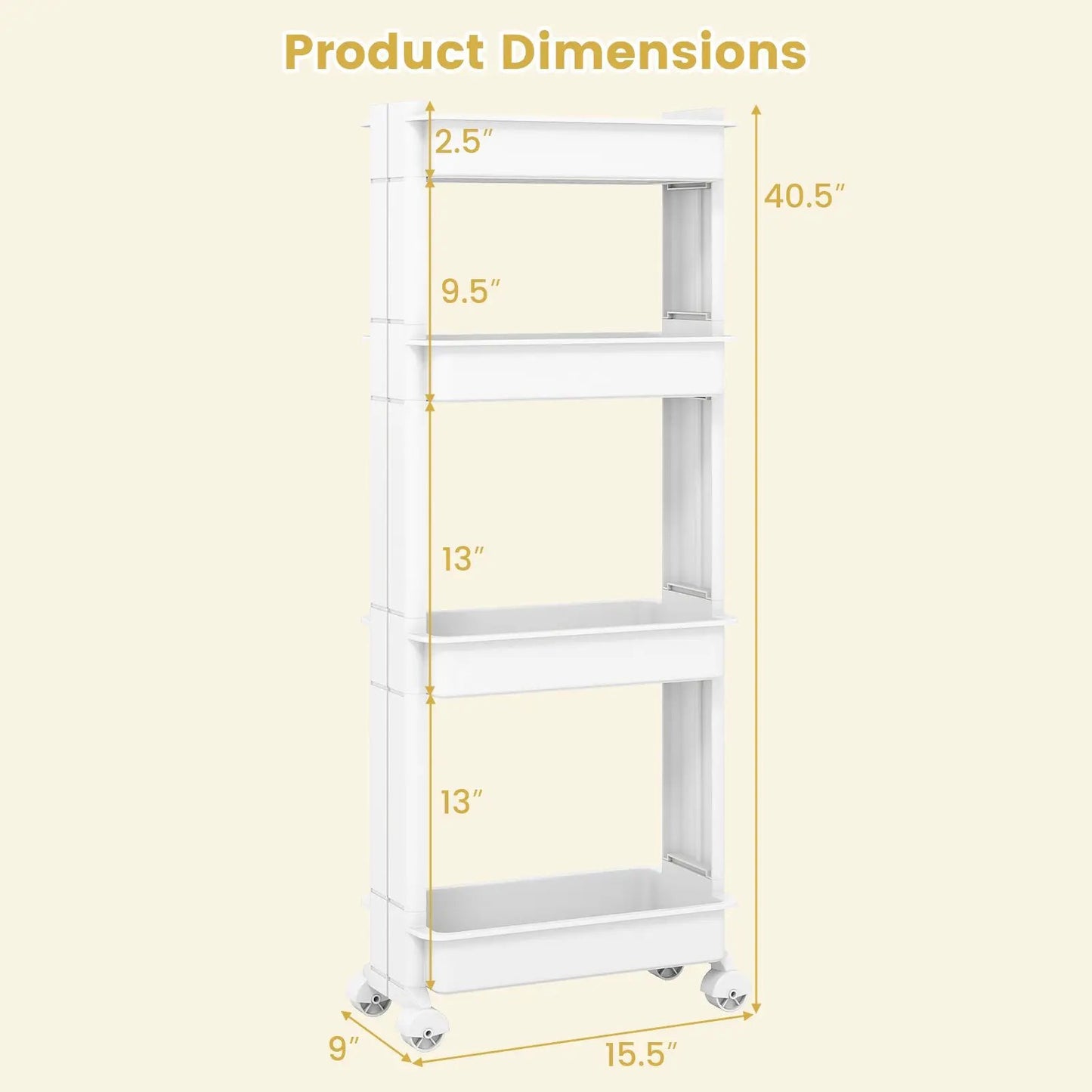 Rolling Utility Cart with Detachable Trays