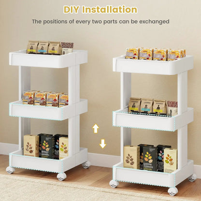 Rolling Utility Cart with Detachable Trays