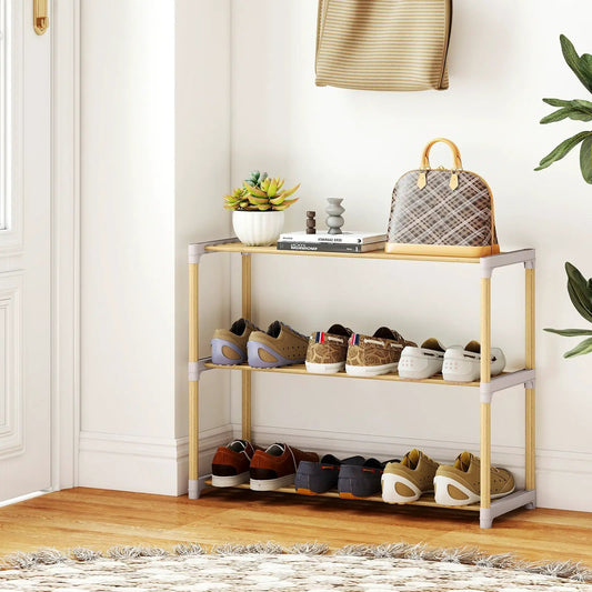 3-Tier solid wood shoe rack with slatted shelves in natural finish DirectDeals on Tampa Home & Garden Store