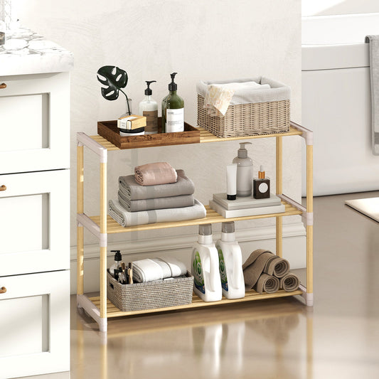 3-Tier solid wood shoe rack with slatted shelves in natural finish by DirectDeals on Tampa Home & Garden Store