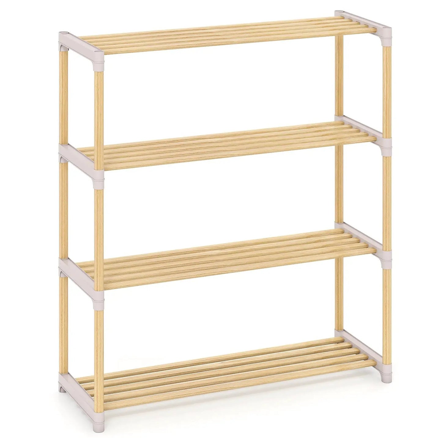 3-Tier Solid Wood Shoe Rack With Slatted Shelves