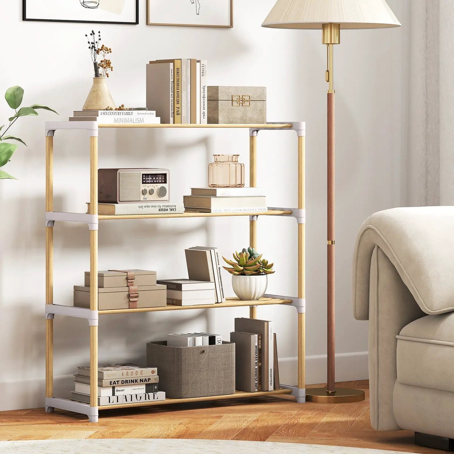 3-Tier Solid Wood Shoe Rack With Slatted Shelves