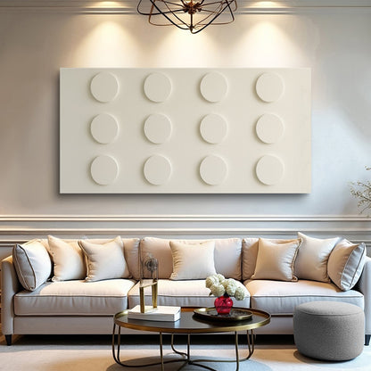 Modern Abstract Minimalist Wall Art II canvas with cream raised circular dots grid on Tampa Home & Garden Store
