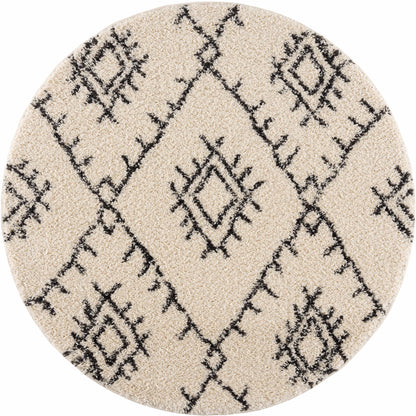 Emlenton Berber Shag rug round beige with black diamond lattice Boutique Rugs on Tampa Home & Garden Store