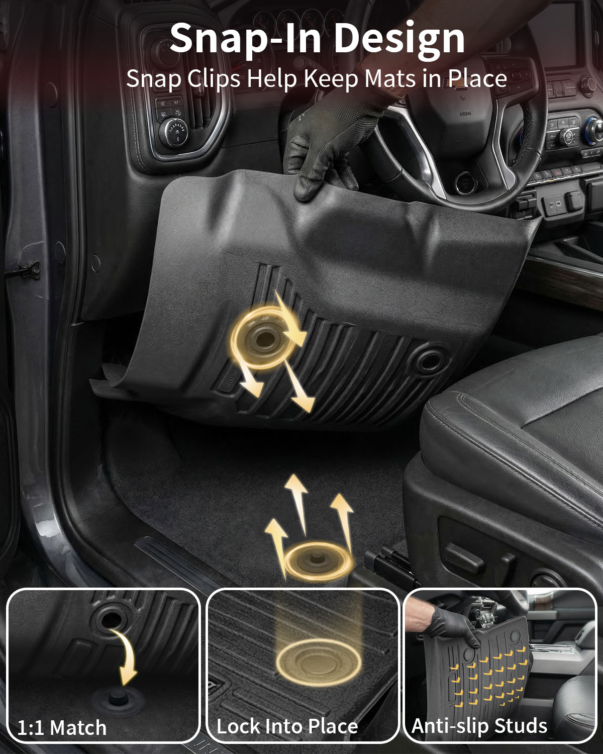 Umbrauto Custom Fit Floor Mat for Chevy Silverado/GMC Sierra, all-weather TPE, front & rear on Tampa Home & Garden Store