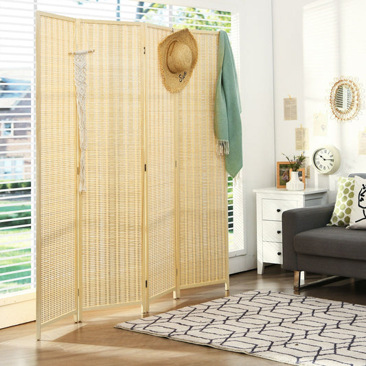 6 ft 4 Panel Portable Folding Room Divider Screen-Natural - Tampa Home & Garden Store
