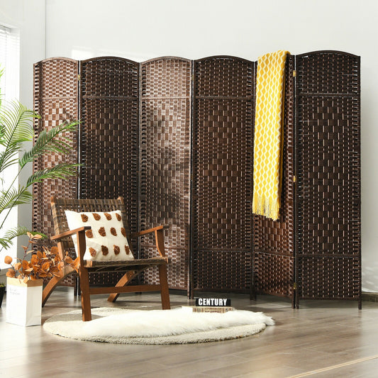 6.5Ft 6-Panel Weave Folding Fiber Room Divider Screen - Tampa Home & Garden Store