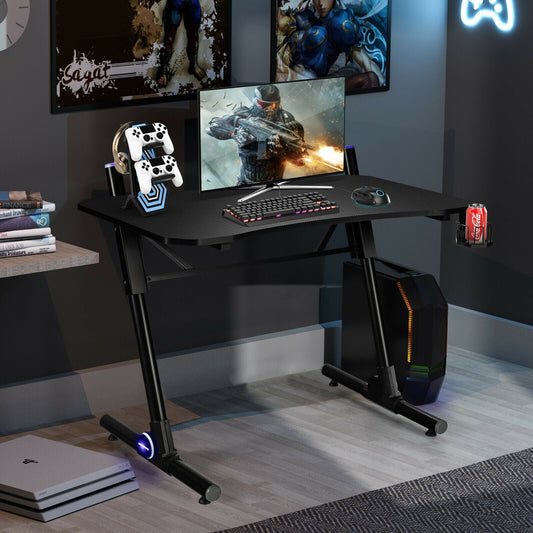 43.5 Inch Height Adjustable Gaming Desk with Blue LED Lights - Tampa Home & Garden Store