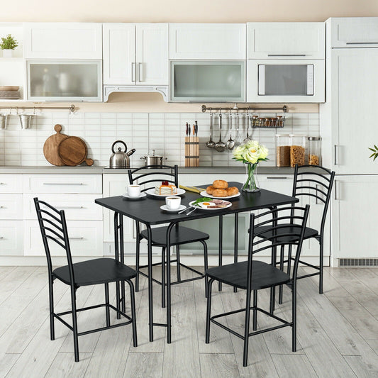 Juego de comedor rectangular de madera de 5 piezas