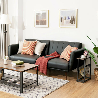 Sofá Cama Convertible de 3 Plazas con Respaldo Ajustable para Sala de Estar - Negro