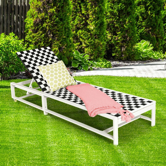 Patio Adjustable Reclining Chair Lounge Chair Chaise for Garden Deck Wheel - Tampa Home & Garden Store