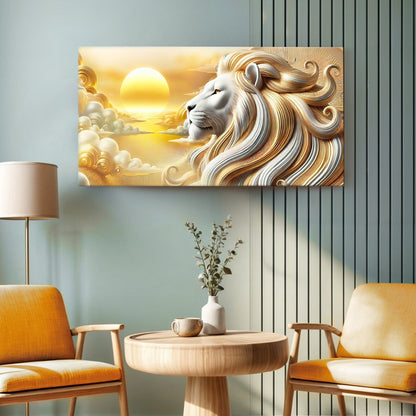 3D Majestic Lion Wall Art V canvas by Tailored Canvases, gold-toned flowing mane on Tampa Home & Garden Store