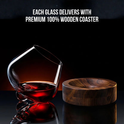 Kami Rotating Crystal Wine Glass with Coaster