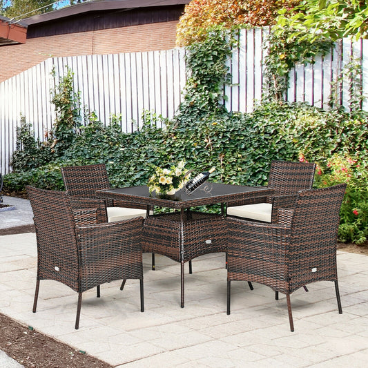 Outdoor 5 Pieces Dining Table Set with 1 Table and 4 Single Sofas - Tampa Home & Garden Store