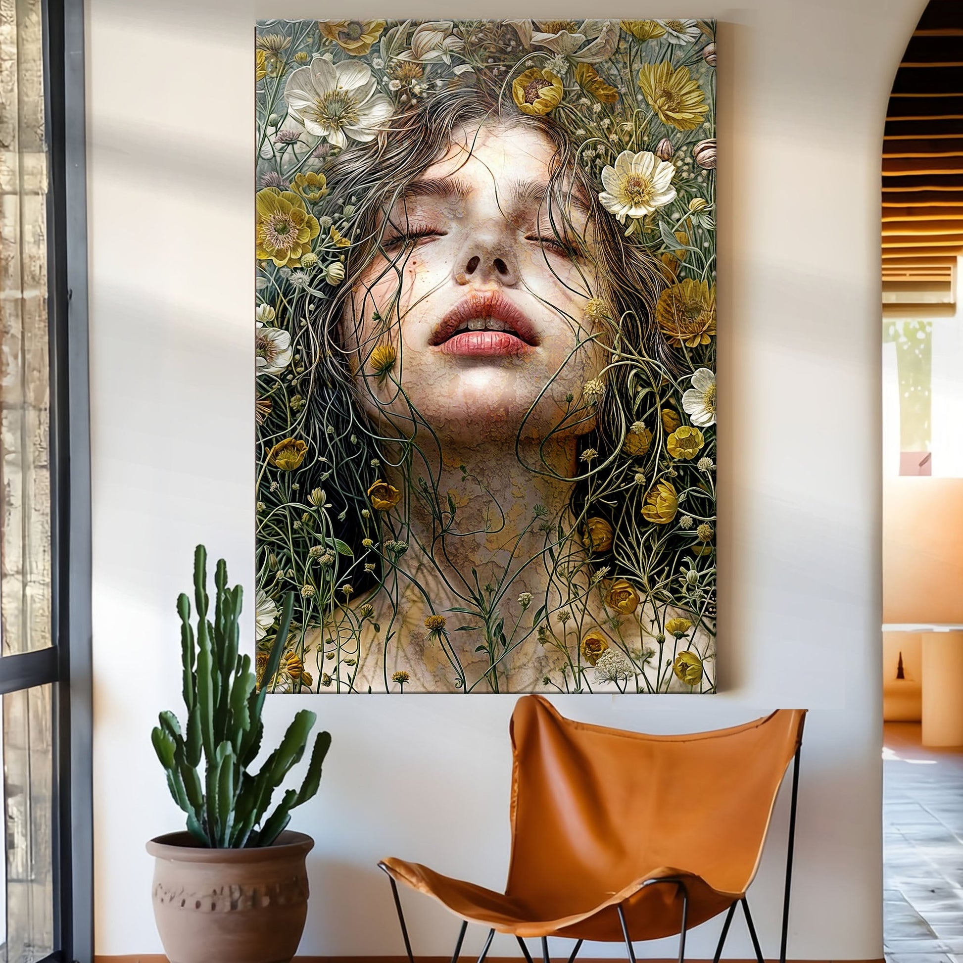 Garden Blossom Wall Art canvas by Tailored Canvases, floral portrait with yellow and white blooms on Tampa Home & Garden Store