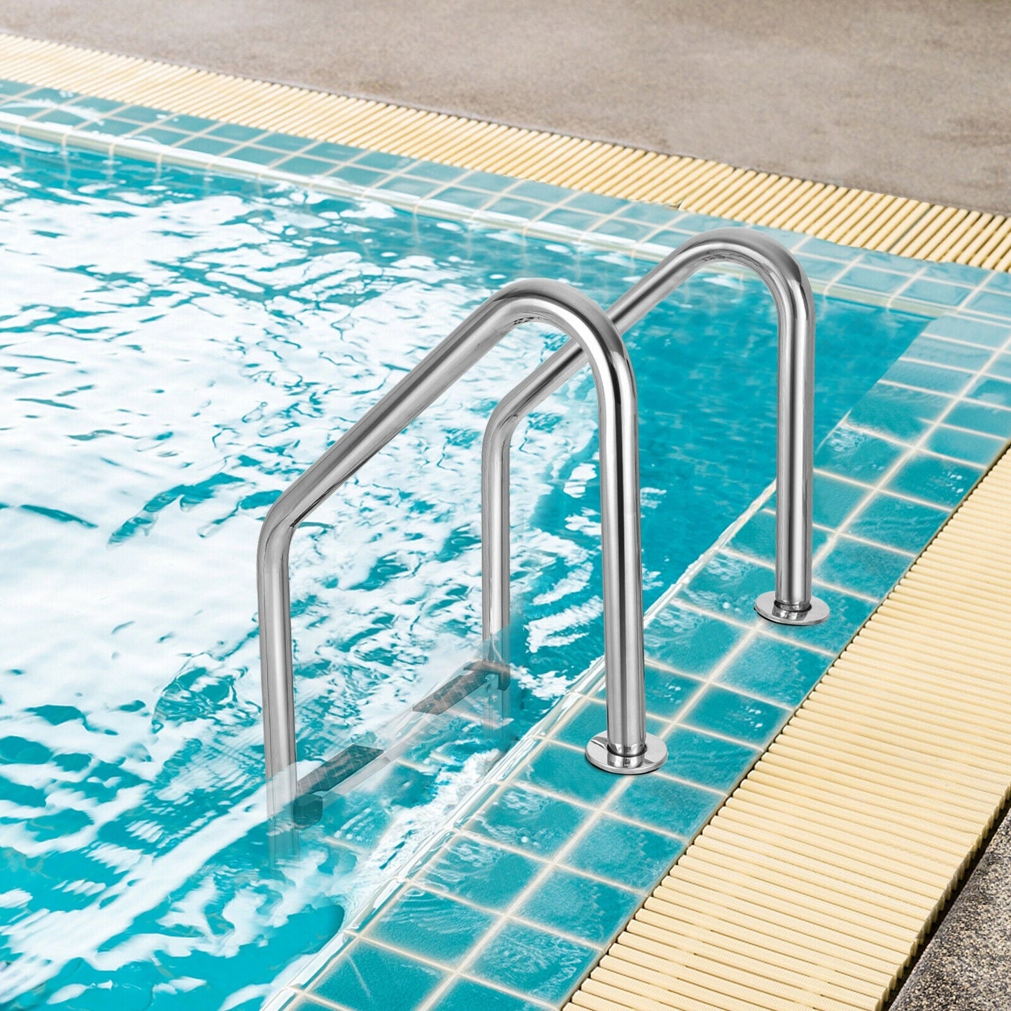 Escalera de Acero Inoxidable de 3 Peldaños para Piscina con Peldaños Antideslizantes