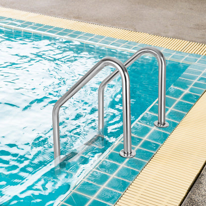 Escalera de Acero Inoxidable de 3 Peldaños para Piscina con Peldaños Antideslizantes