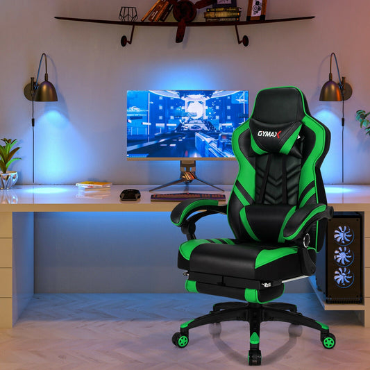 Adjustable Gaming Chair with Footrest for Home Office-Green - Tampa Home & Garden Store