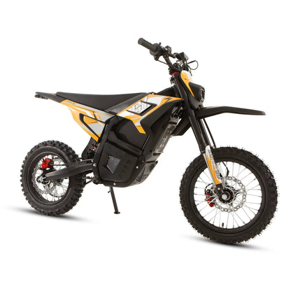 S1 Dirt Bike electric dirt bike by EUNORAU E-BIKE US in orange and black with knobby tires on Tampa Home & Garden Store