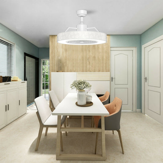 23 Inch Ceiling Fan with LED Light and Remote Control-White - Tampa Home & Garden Store