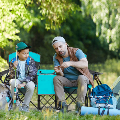 GemGear portable folding camping chairs with cup holders, turquoise, two chairs at camp on Tampa Home & Garden Store