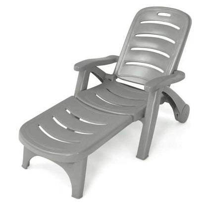 Tumbona plegable con 5 posiciones ajustables - Gris
