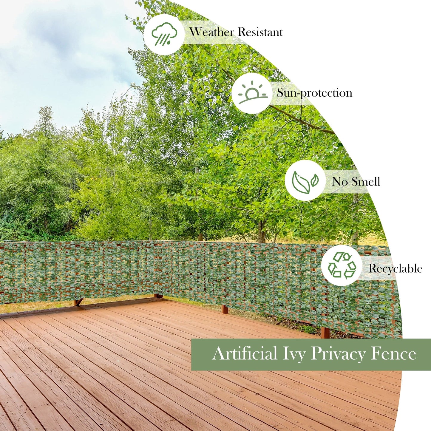Valla de privacidad decorativa de hojas de hiedra artificial - 59 x 118 pulgadas