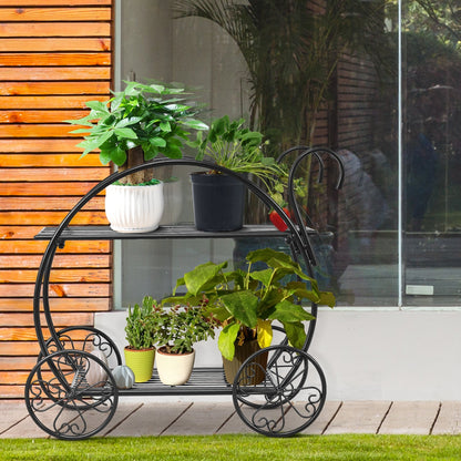Carro de metal resistente para plantas/macetas