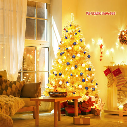Árbol de Navidad artificial de oropel con bisagras de 1,8/2,3 metros con soporte plegable - 1,8 m