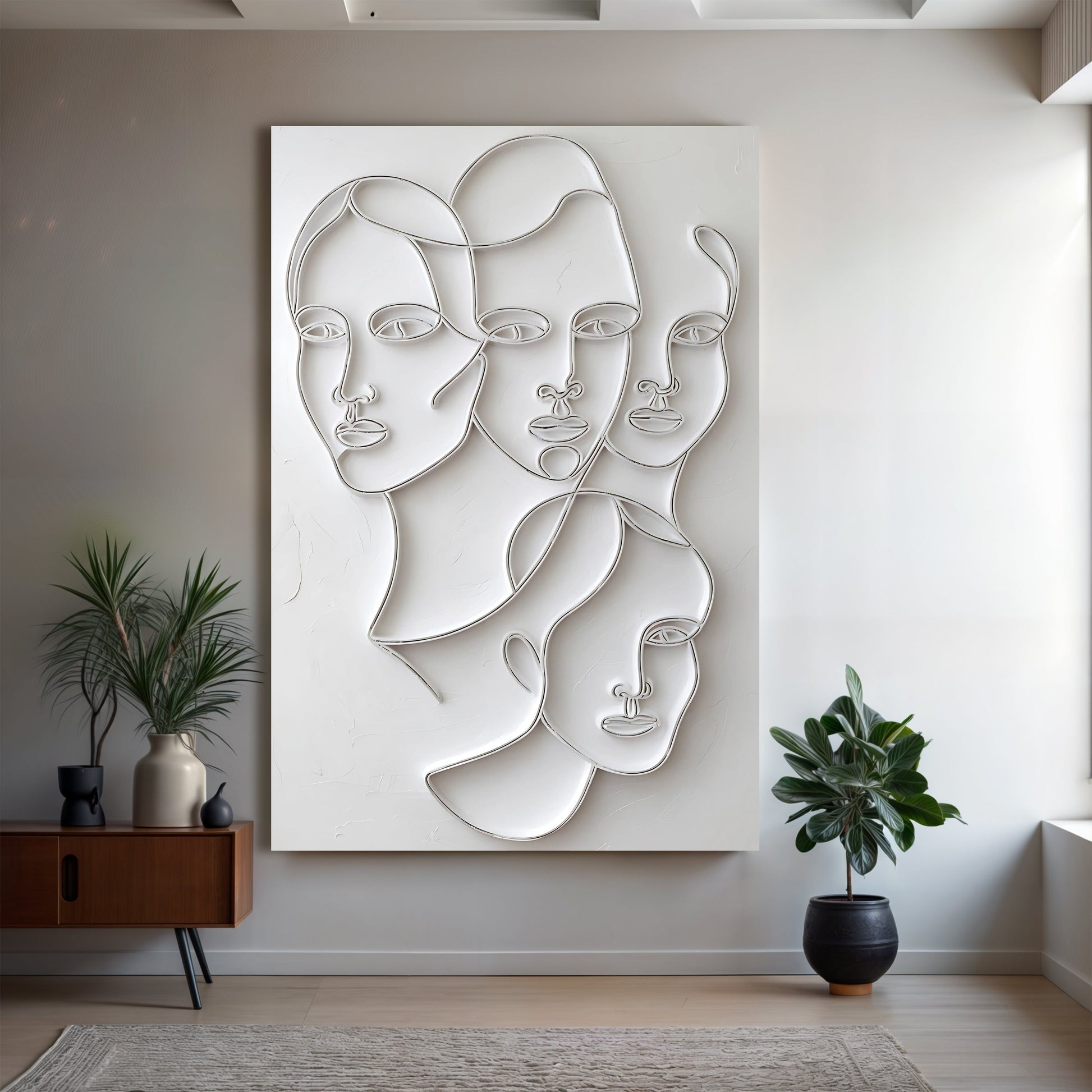3D Minimalist Faces Wall Art canvas with white line art Tailored Canvases Crafting Canvas on Tampa Home & Garden Store