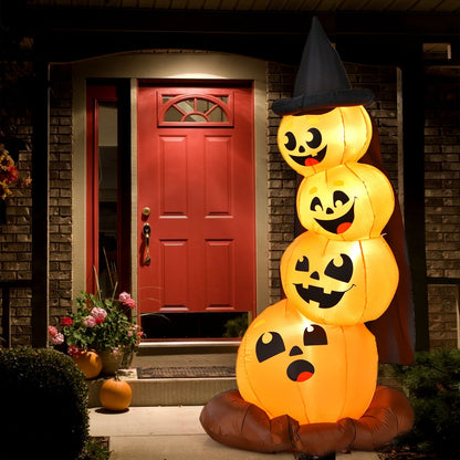 7 ft inflatable Halloween pumpkin stack with witch hat, LED lights, DirectDeals on Tampa Home & Garden Store
