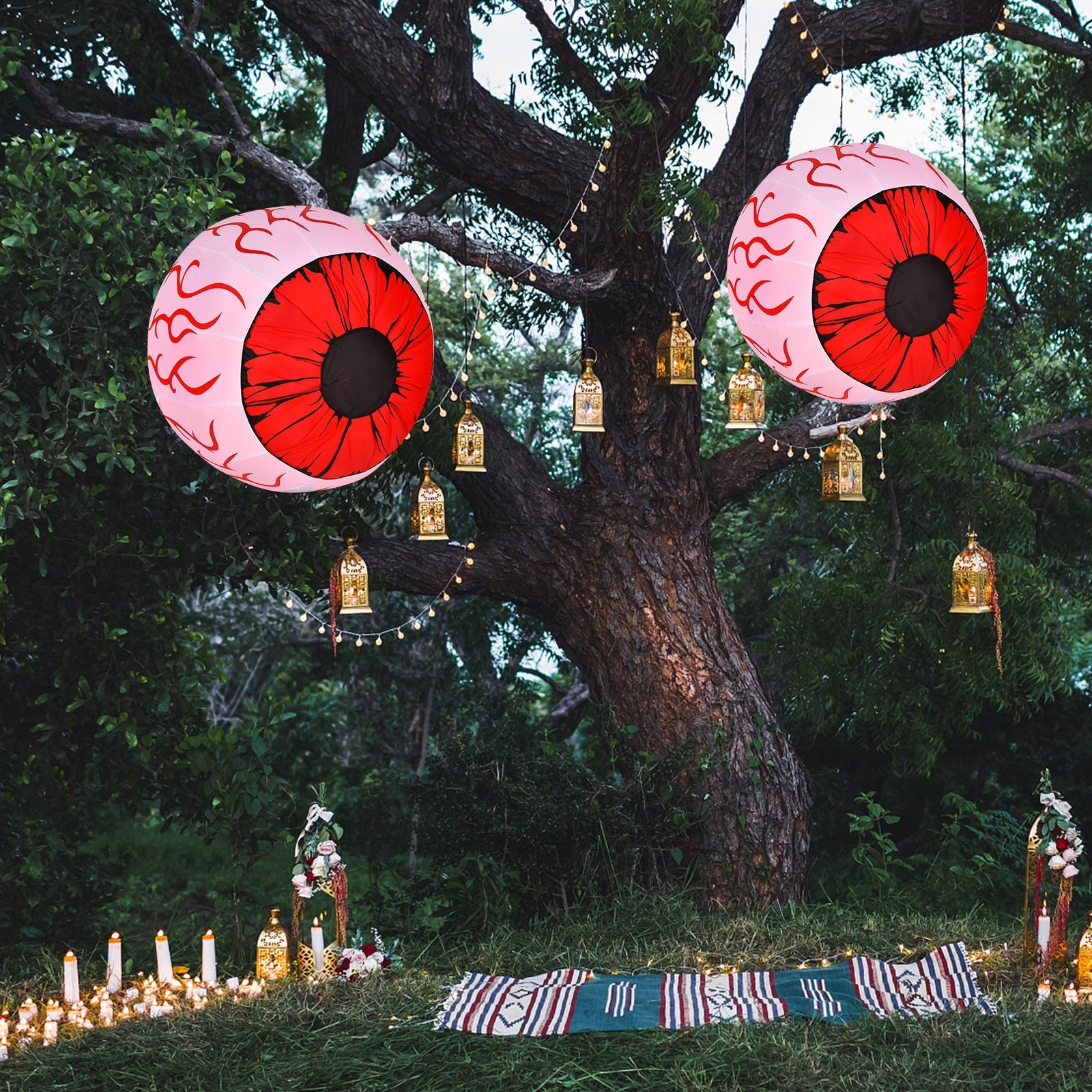2-pack 3ft Halloween eyeball inflatables with air blower for outdoor decor DirectDeals on Tampa Home & Garden Store