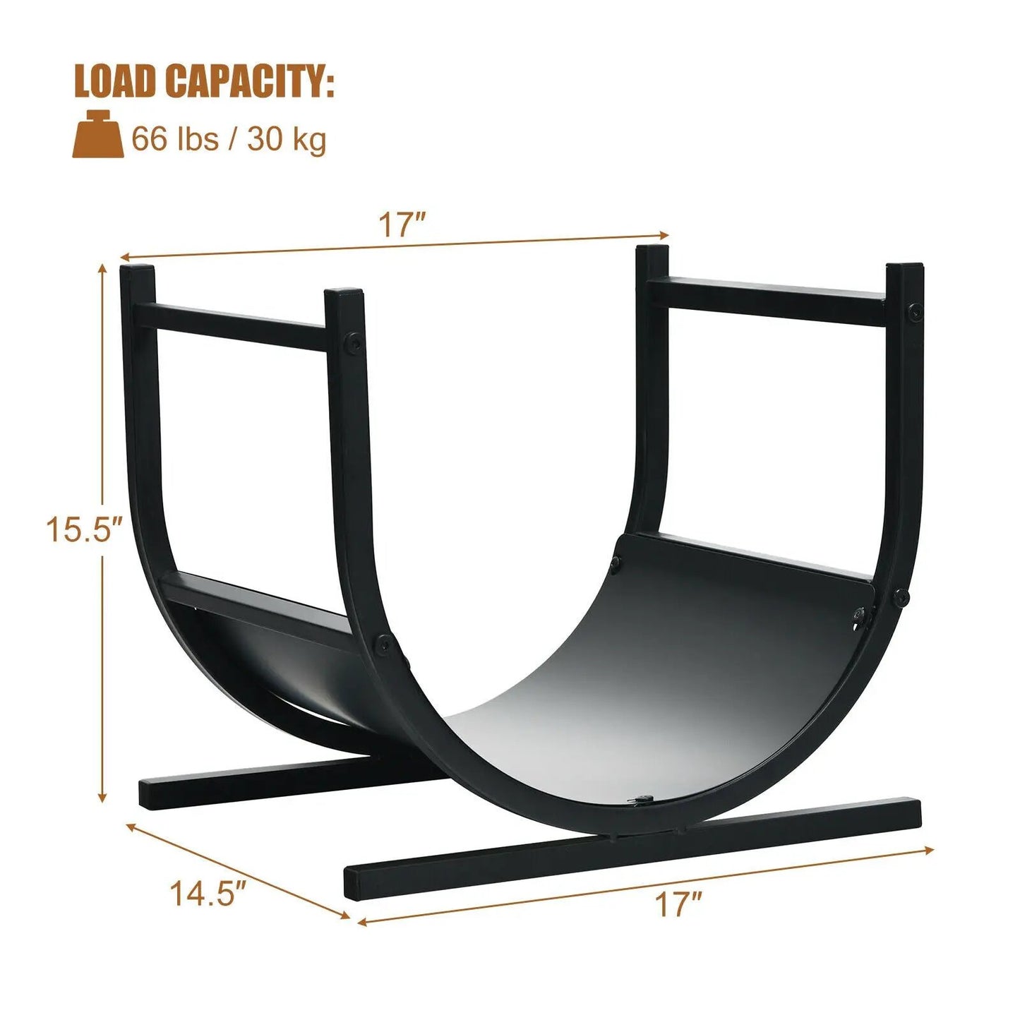 17 Inch U Shaped Firewood Rack Steel Outdoor Use