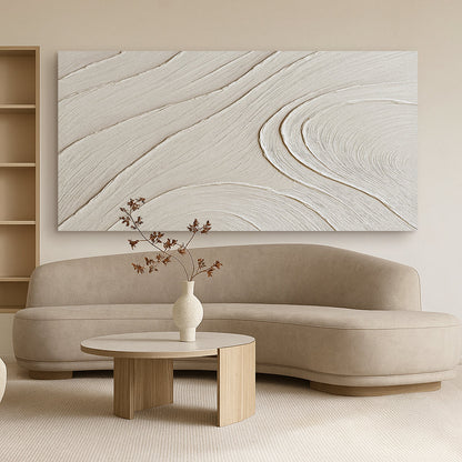 Minimalist wall art canvas in neutral beige tones by Tailored Canvases for living room on Tampa Home & Garden Store