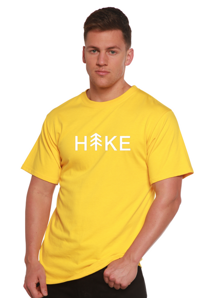 Hike men's graphic T-shirt in yellow bamboo viscose/organic cotton, short sleeves, Spun Bamboo on Tampa Home & Garden Store